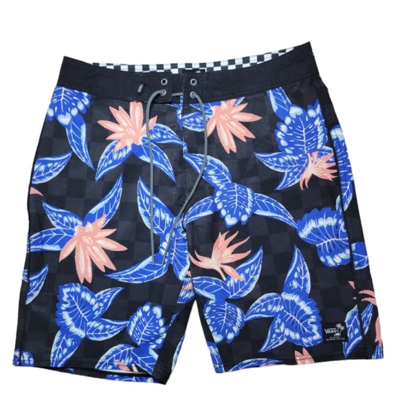 Vans Stretch 9" Board Shorts Pismo Floral Checker Swim Bathing Trunks Size. 32. - Picture 1 of 8
